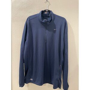 NIKE SHIRT ATHLETIC MEN ADULT XL BLUE ACTIVEWEAR DRY FIT  1/4 ZIP UP TRACK